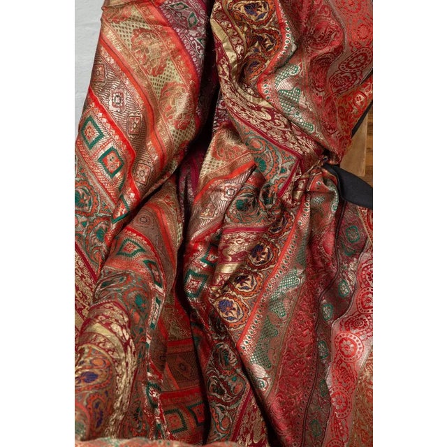 Vintage Red Orange and Purple Indian Sari Fabrics For Sale - Image 4 of 13
