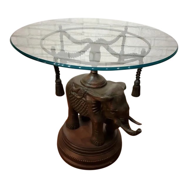 Vintage Erin Lane Bronze Elephant Pedestal Side Table Chairish
