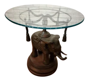 Vintage Erin Lane Bronze Elephant Pedestal Side Table