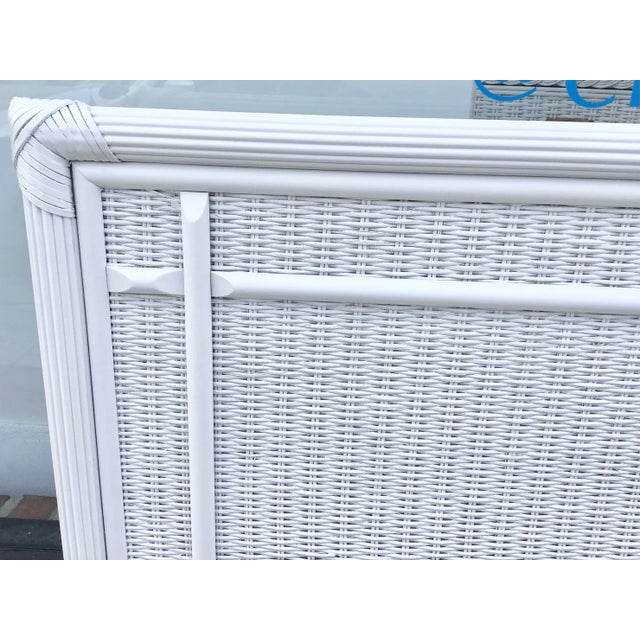 1960s Boho Chic White Rattan Queen Size Headboard For Sale - Image 5 of 8