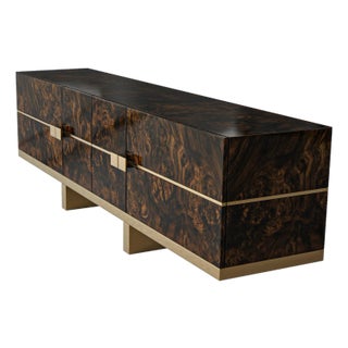 "Goodwood" Credenza With Bronze and Burl Walnut, Handcrafted For Sale