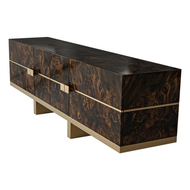 "Goodwood" Credenza With Bronze and Burl Walnut, Handcrafted For Sale