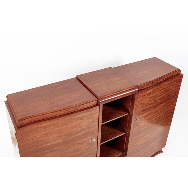 Antique Art Deco Tall Mahogany Wood Storage or Bar Cabinet 1940s For Sale - Image 11 of 17