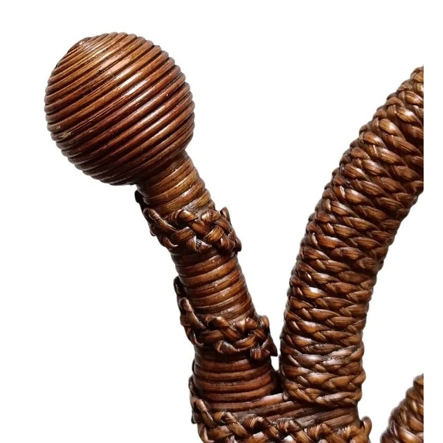 Rattan and Wicker Boudoir Chair, Italy, 1900s For Sale - Image 3 of 12