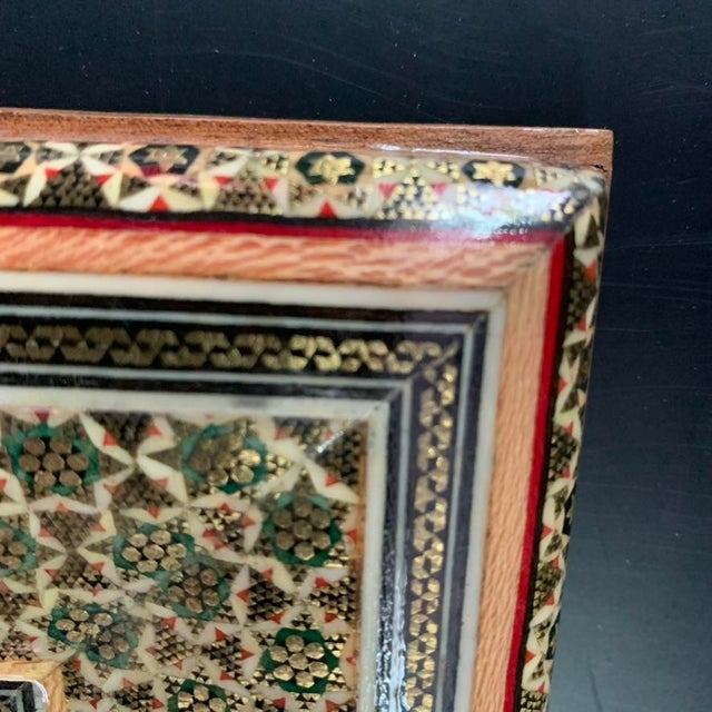 Pair of Vintage Persian Khatamkari Micro-Mosaic Geometric Photo Frames For Sale - Image 13 of 14