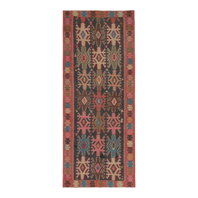 Vintage Northwest Persian Kilim in Black With Geometric Patterns by Rug & Kilim For Sale