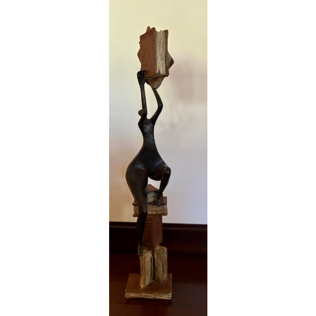 Large 37.5" Signed Tolla Inbar 'Accumulating Knowledge' Bronze Figurative Sculpture, 2006 For Sale - Image 9 of 9