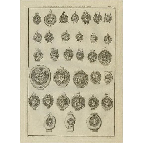 Paper T. Astle, Seals of Nobility and Important Men of Scotland, 1792, Print For Sale - Image 7 of 7