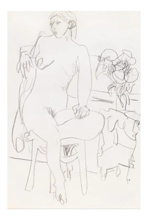 Seated Nude' by Victor Di Gesu; Mid-Century California Post-Impressionist, Louvre, Académie Chaumière