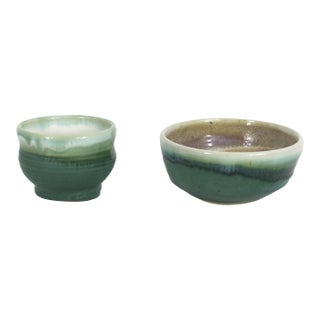 Vintage Signed Studio Pottery Bowls Handmade Set of Two For Sale