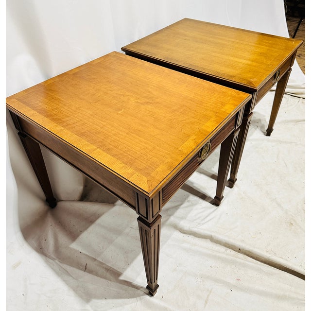 Mid 20th Century Mid 20th Century Pair Mid Century Fluted Leg Side Tables by Henredon For Sale - Image 5 of 6