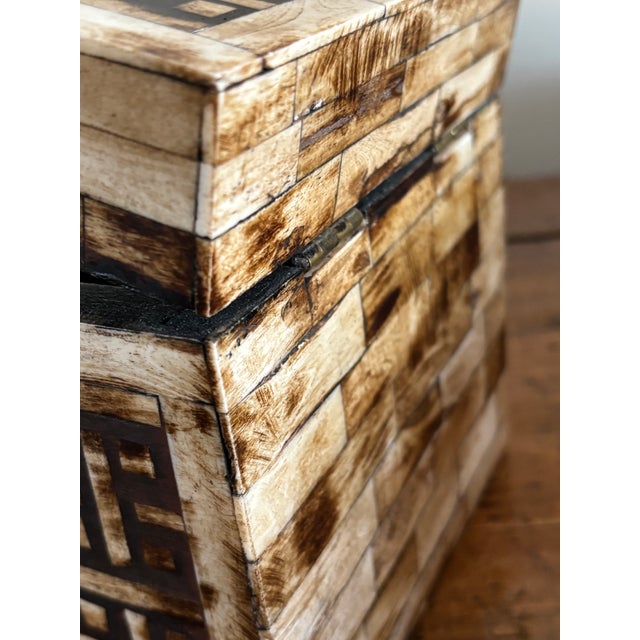 Tessellated Bone Trinket Box - Maitland-Smith Basketweave 6” Square For Sale - Image 12 of 12