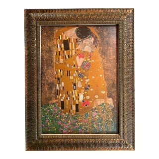 Gustav Klimt Vintage 1995 Poster of "The Kiss" by Top Art Milano, Framed Reproduction For Sale