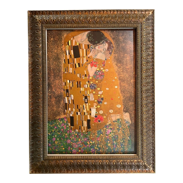 Gustav Klimt Vintage 1995 Poster of "The Kiss" by Top Art Milano, Framed Reproduction For Sale