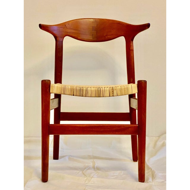 Scandinavian Modern Cowhorn Chair Attributed to Hans Wegner, 1960s For Sale - Image 12 of 14
