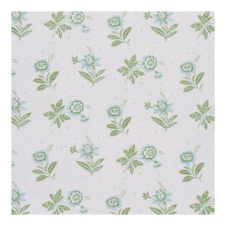 Schumacher Colline Wallpaper in Leaf & Aqua For Sale