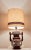 1970s German Table Lamp with Internally Illuminated Brown Fat Lava Ceramic Base and Fabric Shade, 1970s For Sale - Image 5 of 8