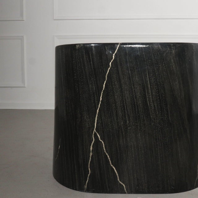 Black Modern Lacquered Faux Marble Side Table - 1970's For Sale - Image 8 of 9