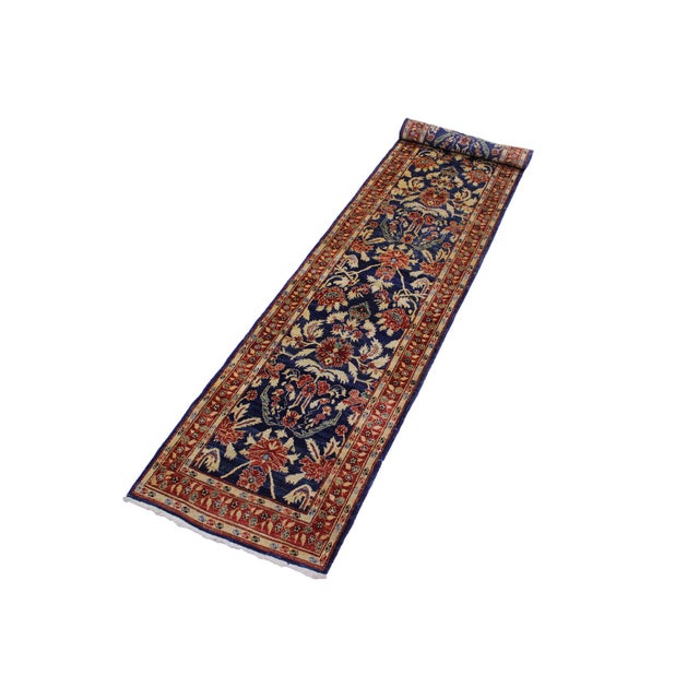 Shabby Chic Shabby Chic 1990's Ziegler Blue/Rust Wool Runner Rug- 2'9'' X 12'8'' For Sale - Image 3 of 10