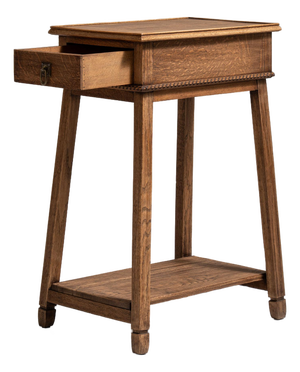 1910-1919 France Warm Honey Oak Slender Oak Pedestal Side Table