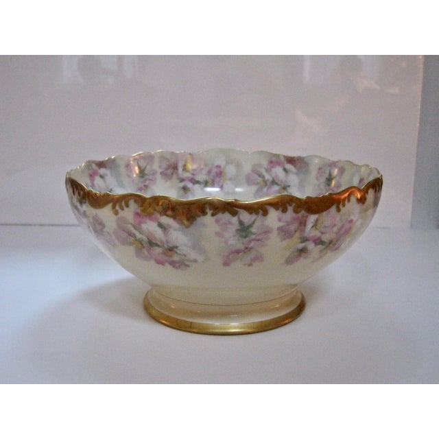 Antique French Limoges Hand Painted Floral Punch Bowl Chairish