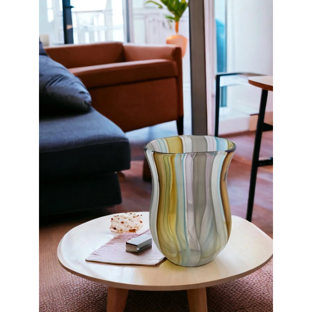 Hand Blown Murano-Style Glass Tiki Beach Inspired Flower Vase by Designer Karen Curtis For Sale - Image 4 of 10