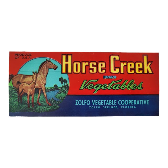 1940s Horse Creek Brand Vegetables Crate Label For Sale