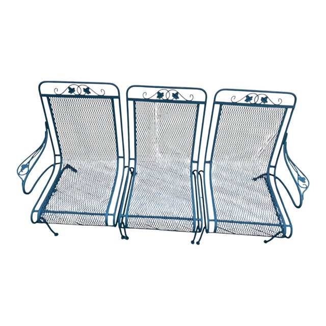 Woodard Briarwood Wrought Iron Three Piece Garden Bench Excellent Condition For Sale - Image 10 of 11