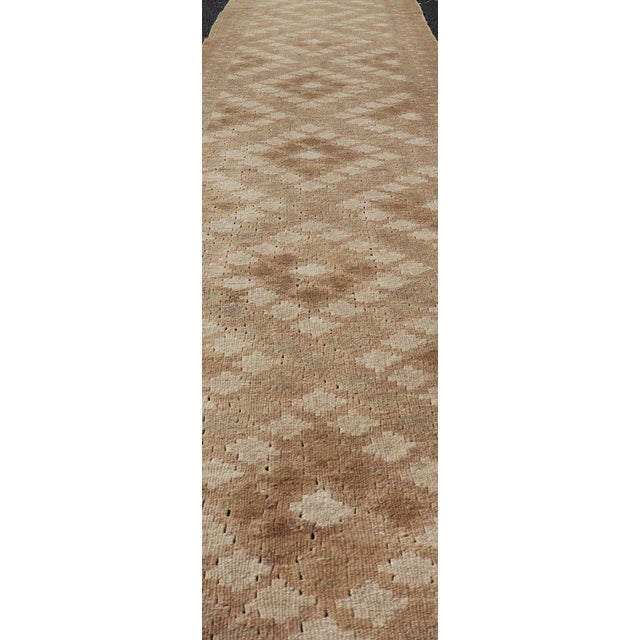 Tribal Vintage Turkish Tribal Kilim Runner With Warm Earth Tones and Geometric Patterns 2'5"x12'0" For Sale - Image 3 of 10