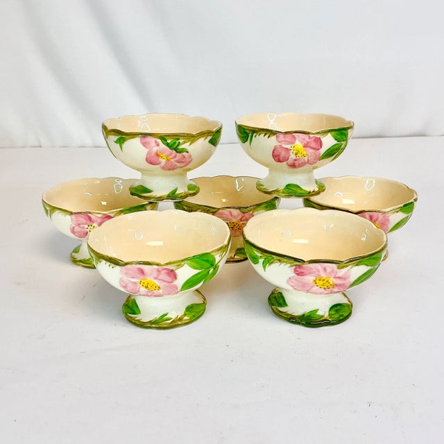 Ceramic Mid-Century Americana Boho Chic Franciscan Desert Rose Sherbet Cups - Set of 7. For Sale - Image 7 of 13