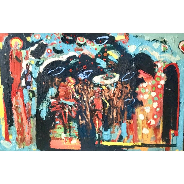 Paul Wadsworth Rajasthan Brass Band. Contemporary Abstract Expressionist Oil Painting 2020 For Sale