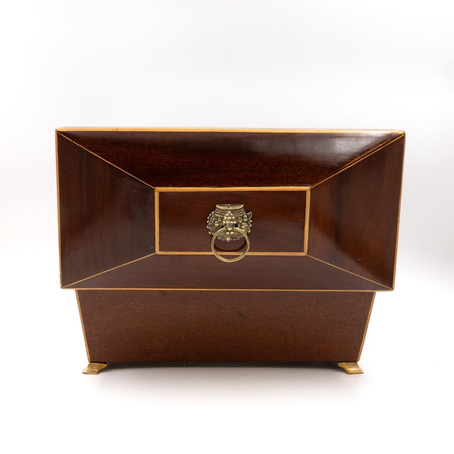 Early 19th Century Regency Mahogany Box With Satinwood Edging and Brass Basket Pull For Sale - Image 11 of 12
