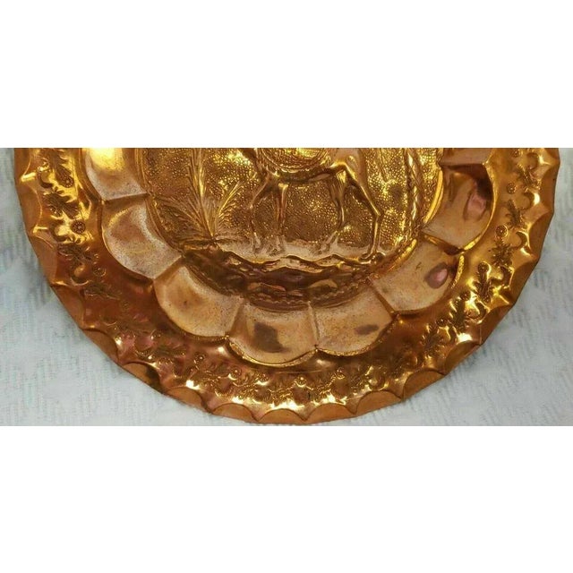 Antique Handmade Ornate Copper Wall Decor Plate Palm Tree, Camel, Bedouin For Sale - Image 4 of 7