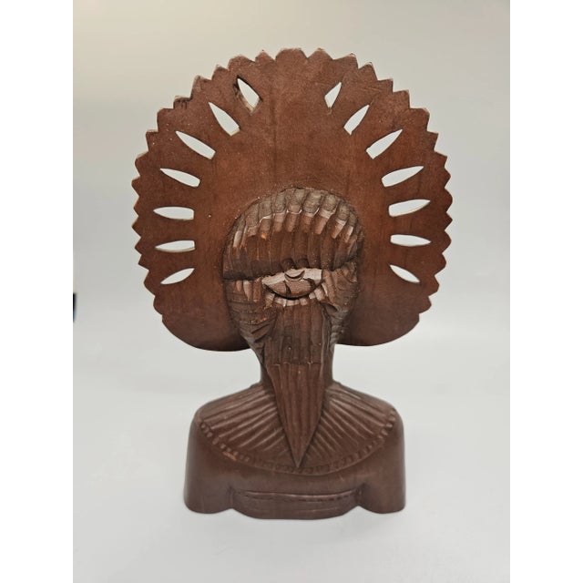 Hand Carved Wooden Bali Dancer Bust Sculpture, Vintage