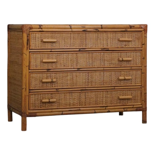 Vintage Wicker Chest of Drawers, 1960s For Sale