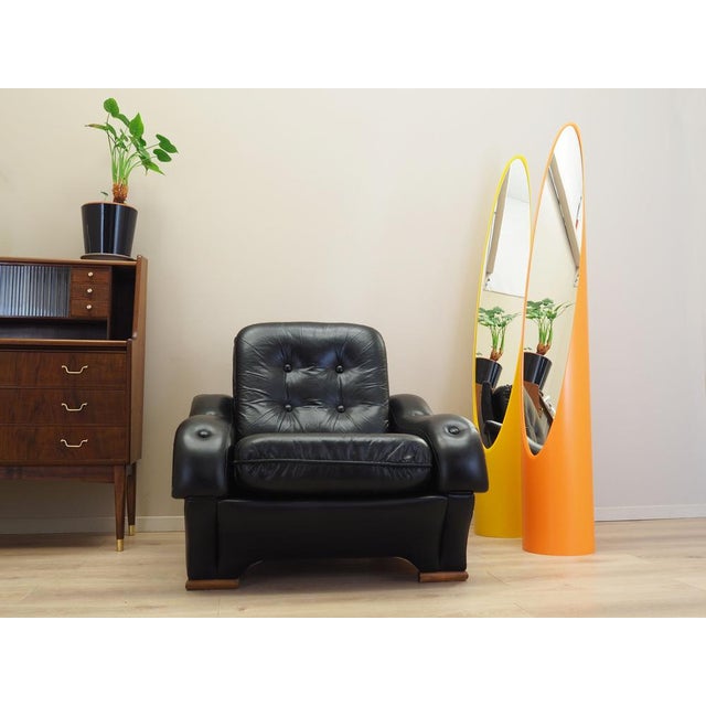 Italain Black Armchair, 1980s For Sale - Image 3 of 18