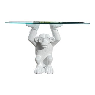 1970s Monkey Form Composite & Glass Console Sofa Table For Sale