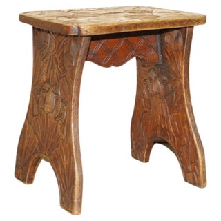 Antique Qing Dynasty Stool / Side Table with Floral Carving from Libertys London, 1905 For Sale