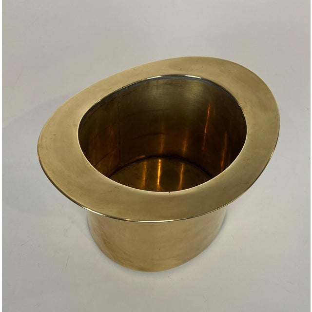 Metal 1920s Top Hat Brass Champagne Bucket For Sale - Image 7 of 12