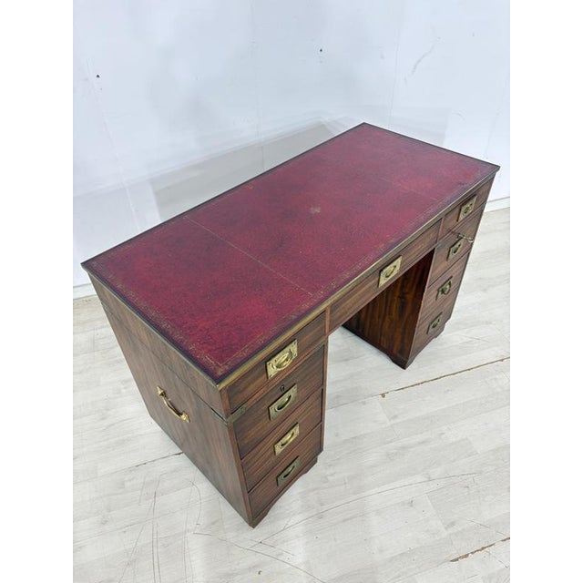Wood English Colonial Style Desk in Mahogany For Sale - Image 7 of 9