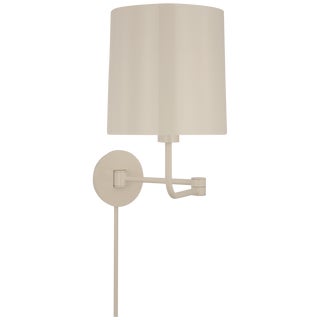 Barbara Barry for Visual Comfort Signature Go Lightly Swing Arm Wall Light in China White with China White Shade For Sale
