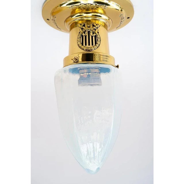 Art Deco Ceiling Lamps with Opaline Glass Shades, 1920s, Set of 2 For Sale - Image 4 of 12