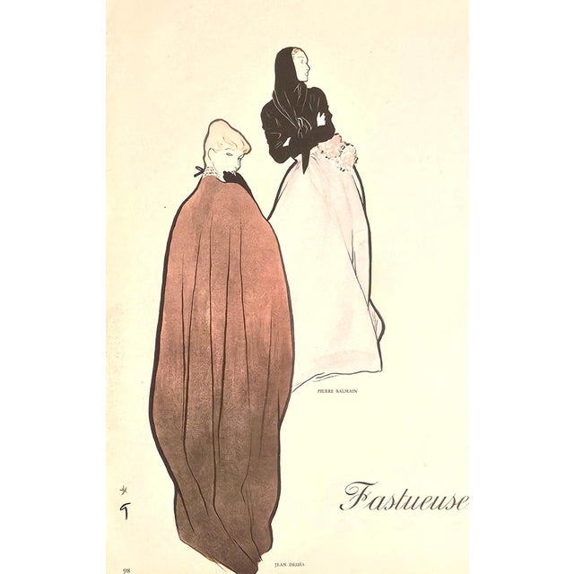 René Gruau 1947 Mid-Century French Fashion Print-Evening Gowns-Gruau For Sale - Image 4 of 4