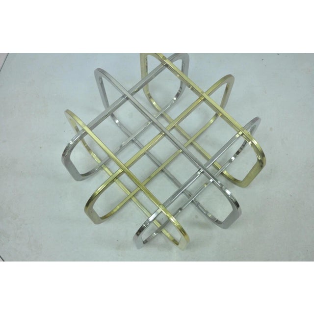 Mid Century Modern Pierre Cardin Style Brass & Chrome Glass Top Coffee Table For Sale - Image 9 of 12