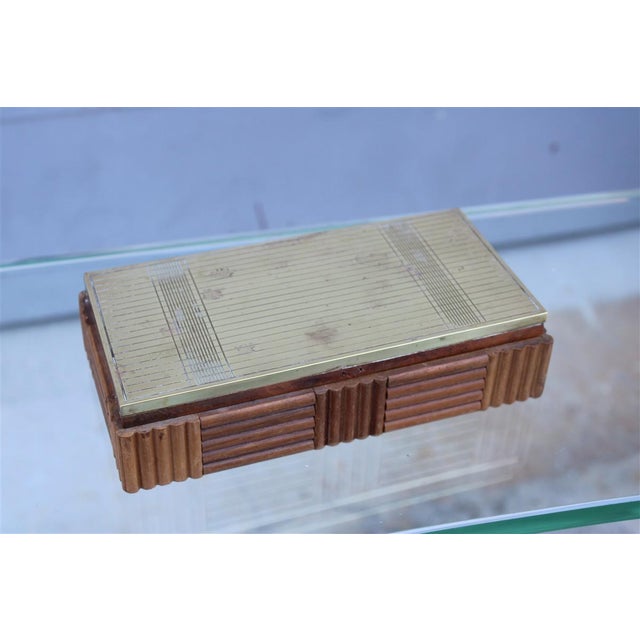 Wooden and Brass Tobacco Box, 1970s, in Good conditions. Designed 1970 to 1979