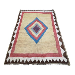 1970s Vintage Geometric Modern Persian Gabbeh Area Rug For Sale