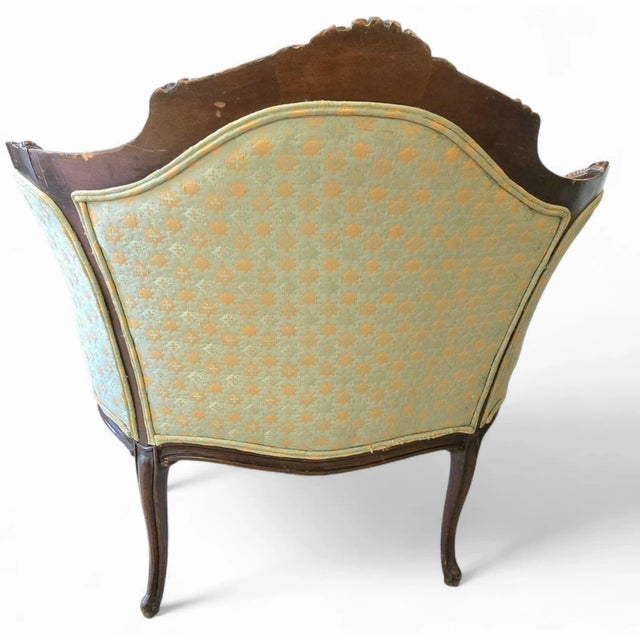 Antique Louis XV Style Bergère Barrel-Back Silhouette Armchair – Rococo Revival, Late 1800s For Sale - Image 4 of 18