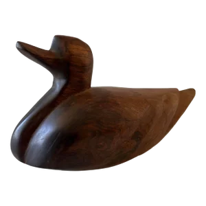 Vintage Hand Carved Wood Duck Figure