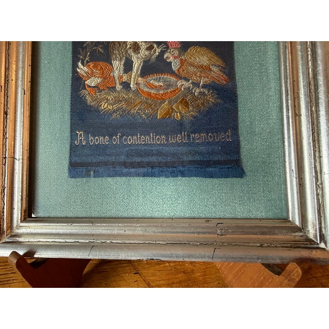 Textile Vintage Silk Woven/Embroidered Framed Art - Stevengraph? For Sale - Image 7 of 9