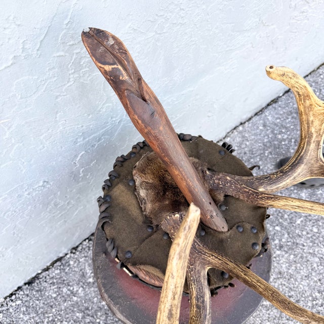 Brown Early 20th Century American Rustic Deer Antler Footstool For Sale - Image 8 of 8